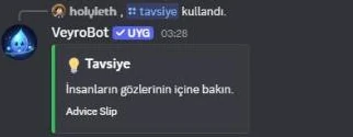 /advice output in Discord: a piece of advice from Advice Slip, translated into the server's language